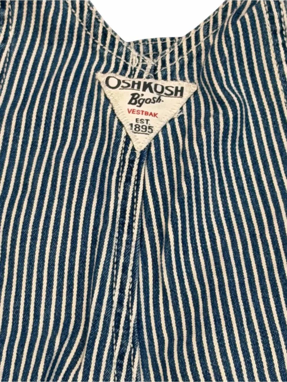 OshKosh B'gosh,  Navy and White Striped Engineer Short Overalls, Size 24 months